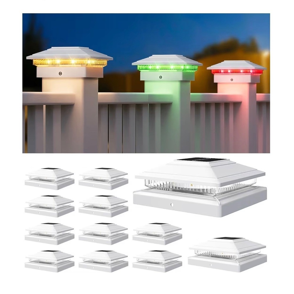 APONUO‎ 12 Pack Solar Post Cap Lights White RGB Color Changing LED IP64 LH-TZ32